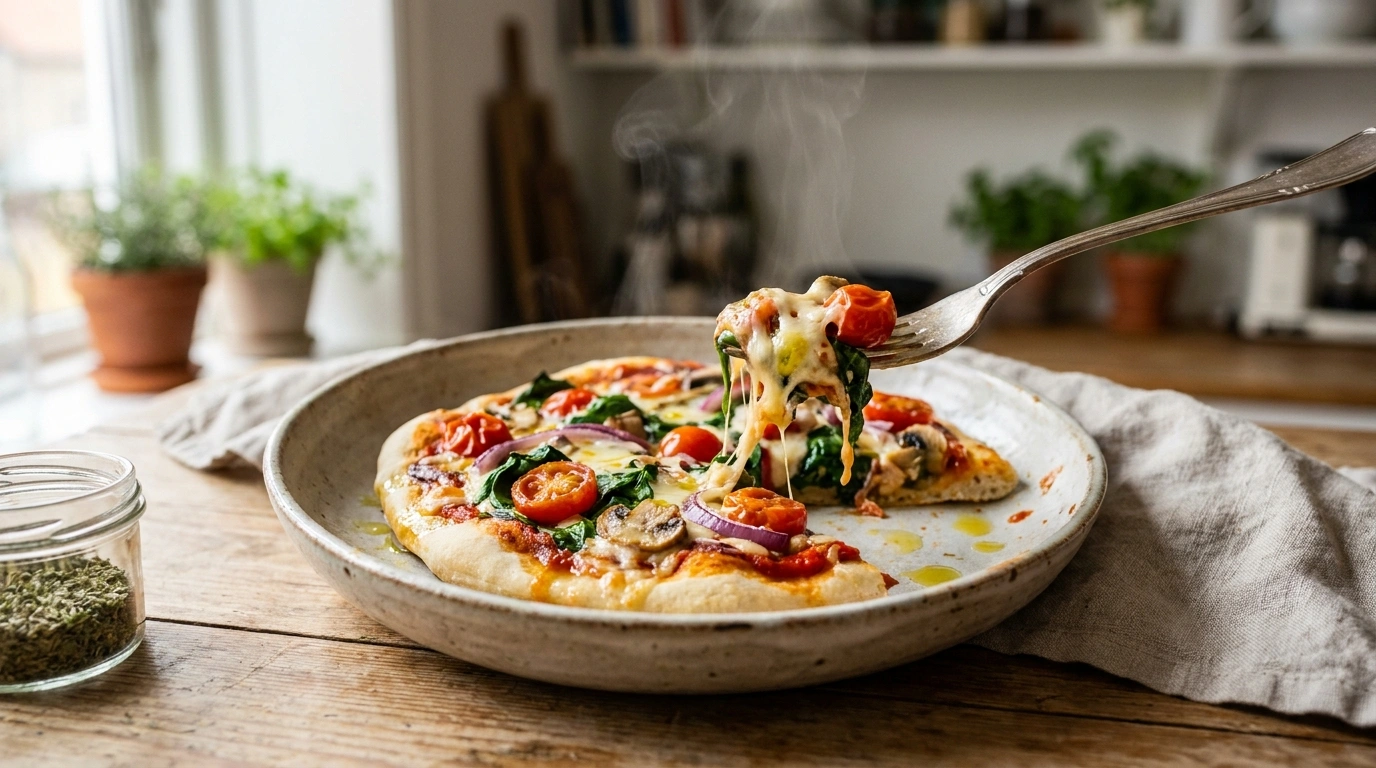 Nem pandepizza uden gær på 15 minutter